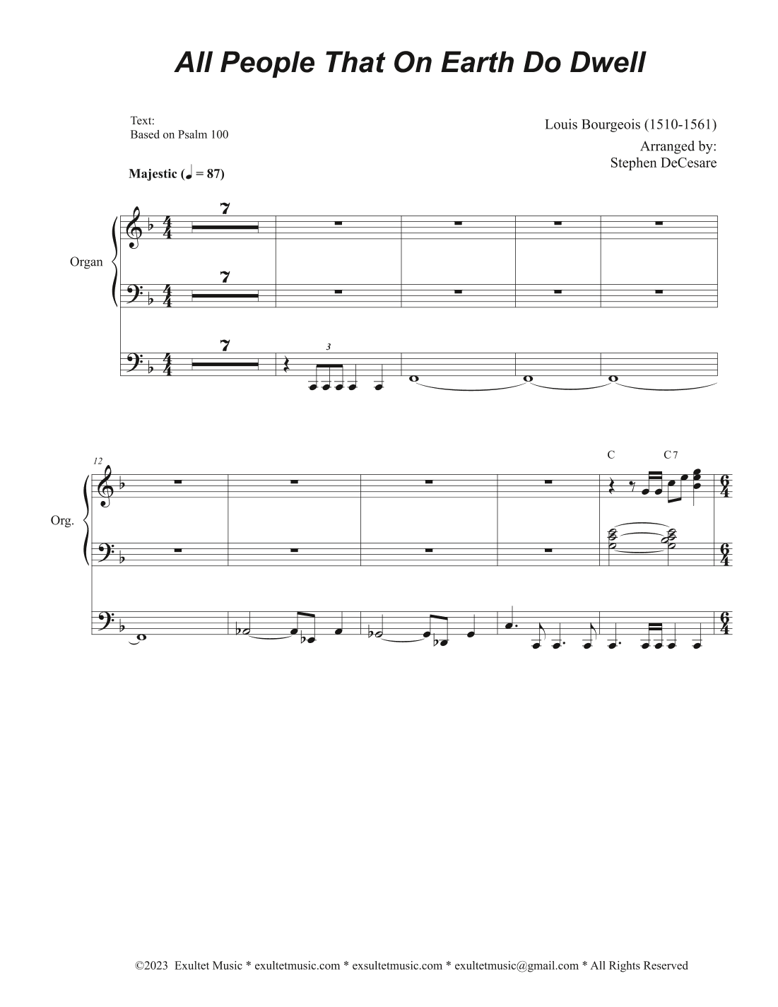 All People That On Earth Do Dwell (Duet for Soprano and Tenor solo) (Choir/Vocal score) (arr. Stephen DeCesare)