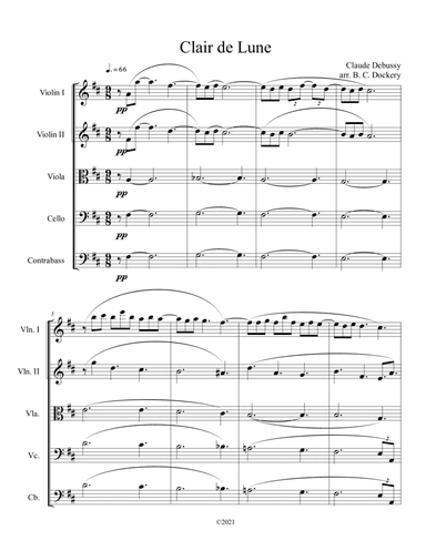Clair de Lune for String Orchestra (arr. B. C. Dockery)