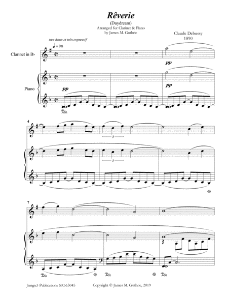 Debussy: Reverie for Clarinet & Piano (arr. James M. Guthrie)