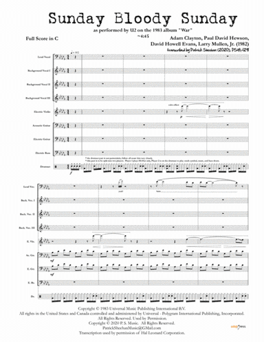 Sunday Bloody Sunday (arr. Patrick Sheehan)