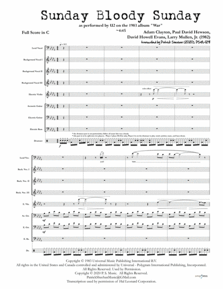 Sunday Bloody Sunday (arr. Patrick Sheehan)