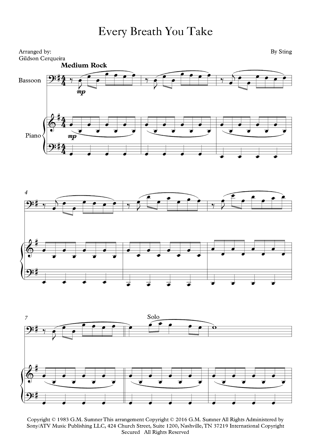 Every Breath You Take (arr. Gildson Cerqueira)