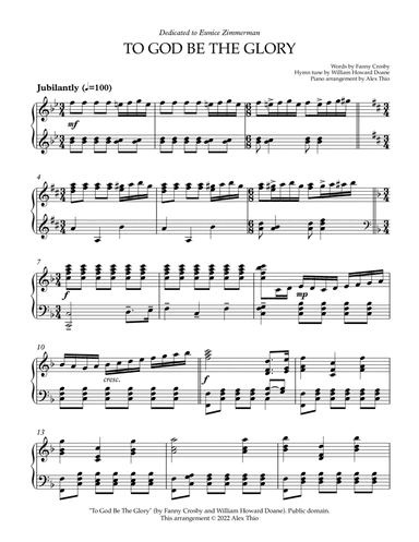 To God Be The Glory (arr. Alex Thio)