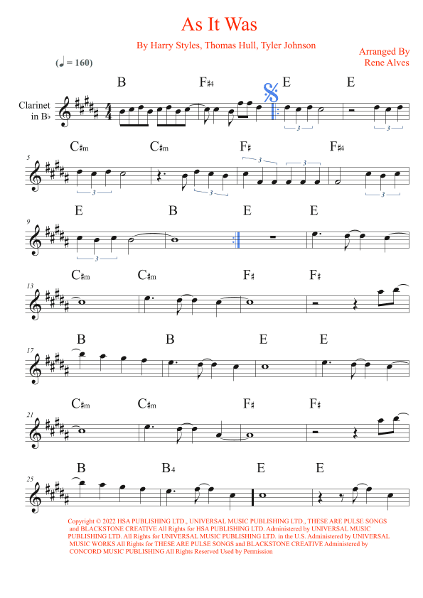 As It Was (arr. Rene Alves)