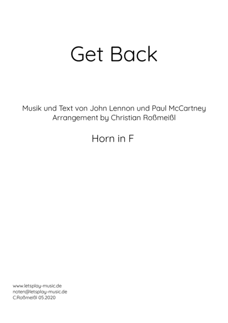 Get Back (arr. Christian Roßmeißl)