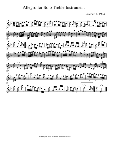 Allegro for Solo Treble Instrument