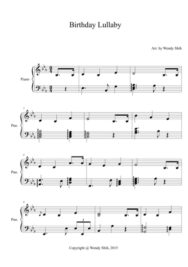Birthday Lullaby Piano Solo