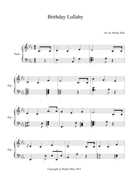 Birthday Lullaby Piano Solo