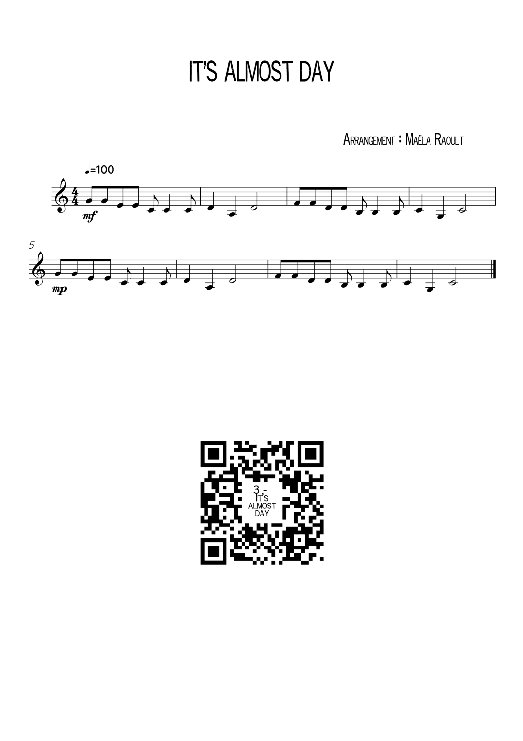 It's almost day (arr. Maëla Raoult)