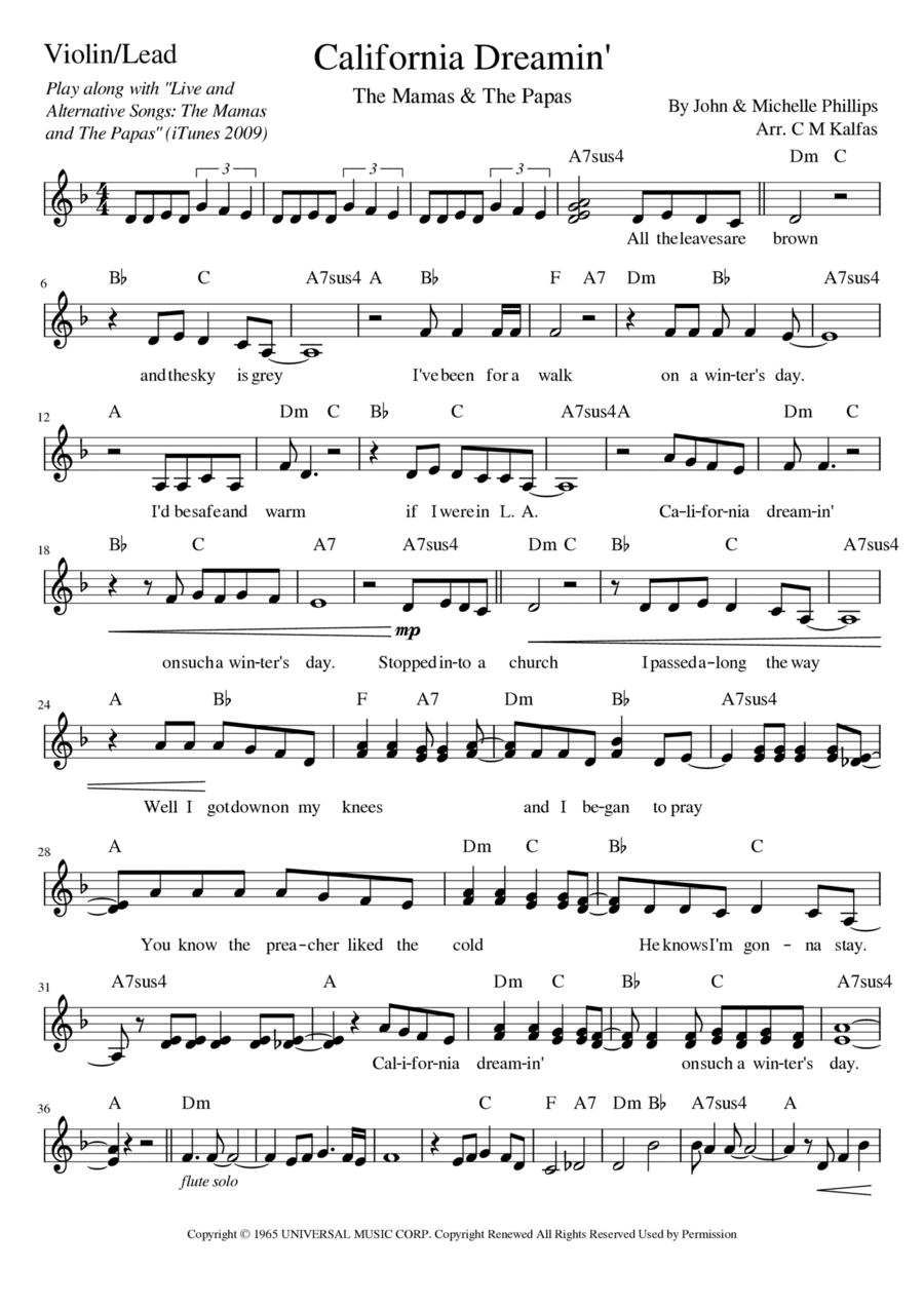 California Dreamin' (arr. Christy Kalfas)
