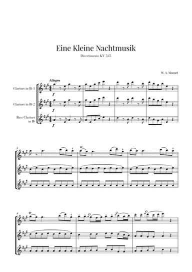 Eine Kleine Nachtmusik for 2 Clarinets and Bass Clarinet (arr. Cadenza Editions)
