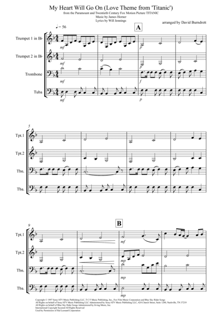 My Heart Will Go On (Love Theme from Titanic) (arr. David Burndrett)