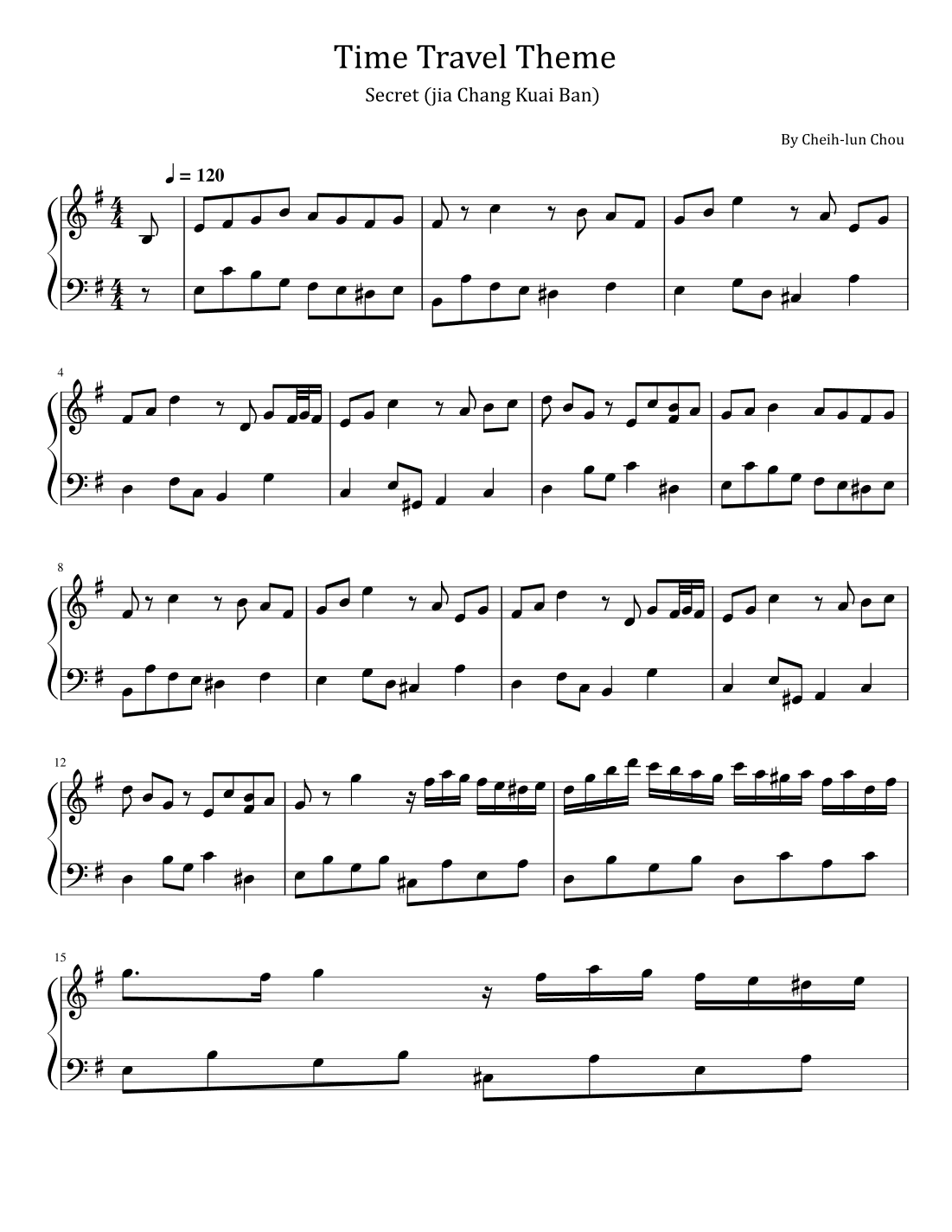 Secret (jia Chang Kuai Ban) (arr. poon)
