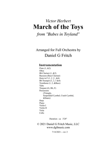 March of the Toys (for full Orchestra -- medium level) (arr. Daniel G Fritch)