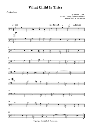What Child Is This? - Contrabass Solo (arr. P.H. Damasceno)