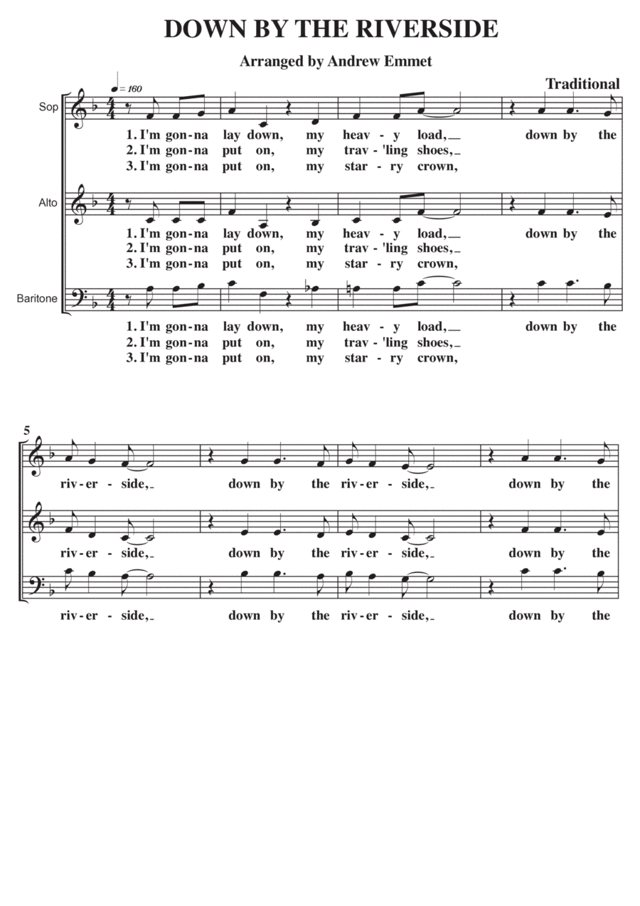 Down By The Riverside A Cappella SAB (arr. Andrew Emmet)