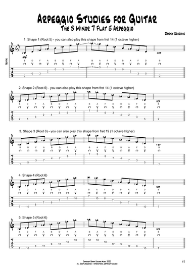 Arpeggio Studies for Guitar - The B Minor 7 Flat 5 Arpeggio