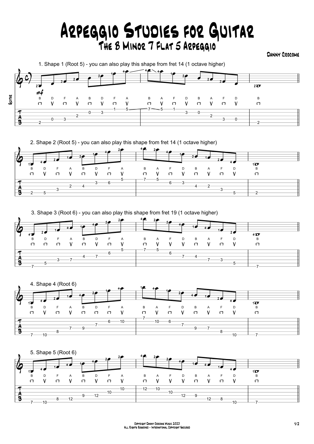Arpeggio Studies for Guitar - The B Minor 7 Flat 5 Arpeggio