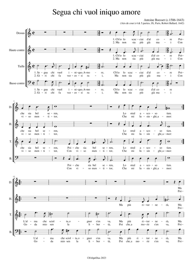 Segua chi vuol iniquo amore (arr. Early Music Scores)