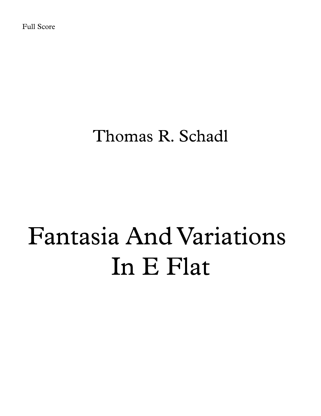Fantasia And Variations In E Flat (For Organ)