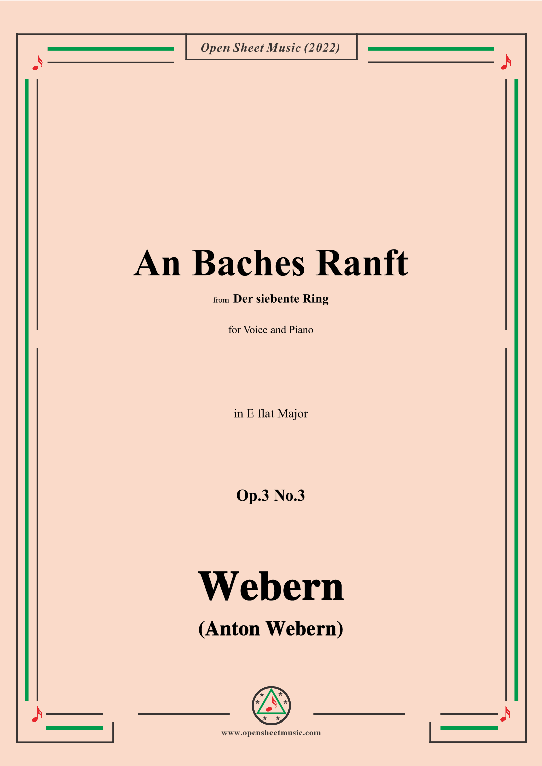 Webern-An Baches Ranft,Op.3 No.3,in E flat Major (arr. OSM Press)
