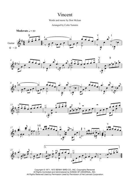 Vincent (Starry Starry Night) (arr. Colin Tommis)