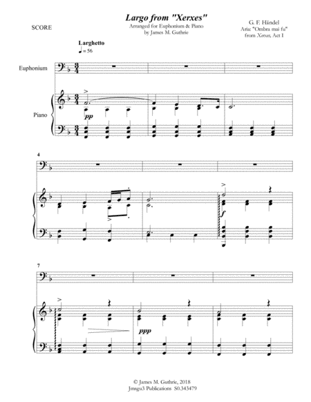Handel: Largo from Xerxes for Euphonium & Piano (arr. James M. Guthrie, ASCAP)