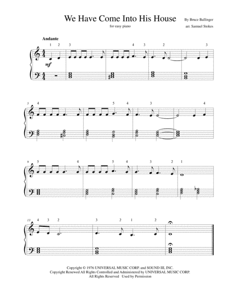 We Have Come Into His House (arr. Samuel Stokes)