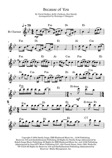 Because Of You (arr. Henrique F Mangoni)