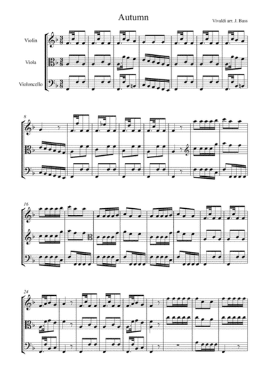 Autumn (Excerpt) by Vivaldi, arranged for String Trio (Violin, Viola and 'Cello) (arr. John Bass - Music & Strings)