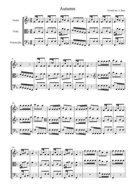 Autumn (Excerpt) by Vivaldi, arranged for String Trio (Violin, Viola and 'Cello) (arr. John Bass - Music & Strings)