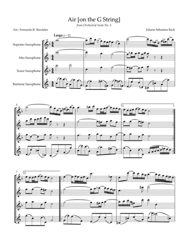 Air [on a G string] from Orchestral Suite No 3 - J.S. Bach - Saxophone Quartet Arrangement (arr. Fernando R. Raudales)