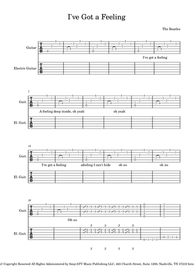I've Got A Feeling (arr. The Smelly Tele)