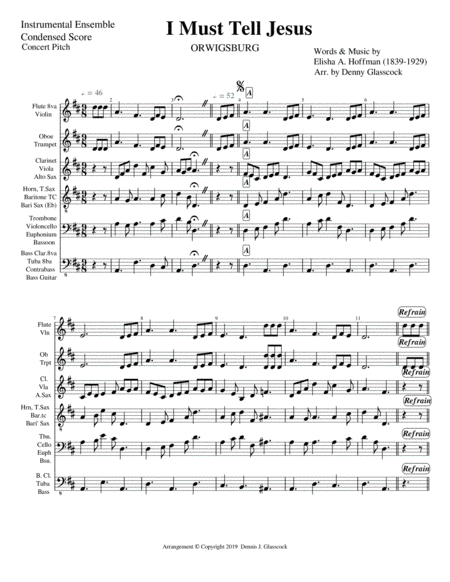 I Must Tell Jesus (Inst. Ensemble) (arr. Denny Glasscock)