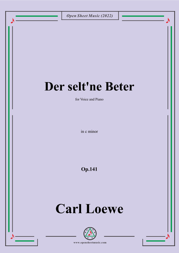 Loewe-Der selt'ne Beter,in c minor,Op.141,for Voice and Piano (arr. OSM Press)