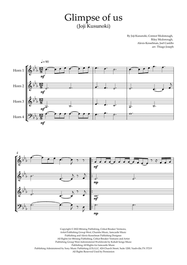 Glimpse Of Us (arr. Thiago Joseph)