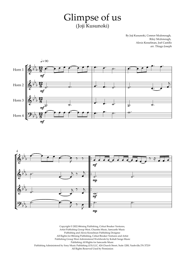 Glimpse Of Us (arr. Thiago Joseph)