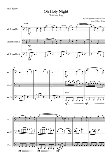 Oh Holly Night (Christmas Song) for Cello Trio (arr. Fabio Britto)