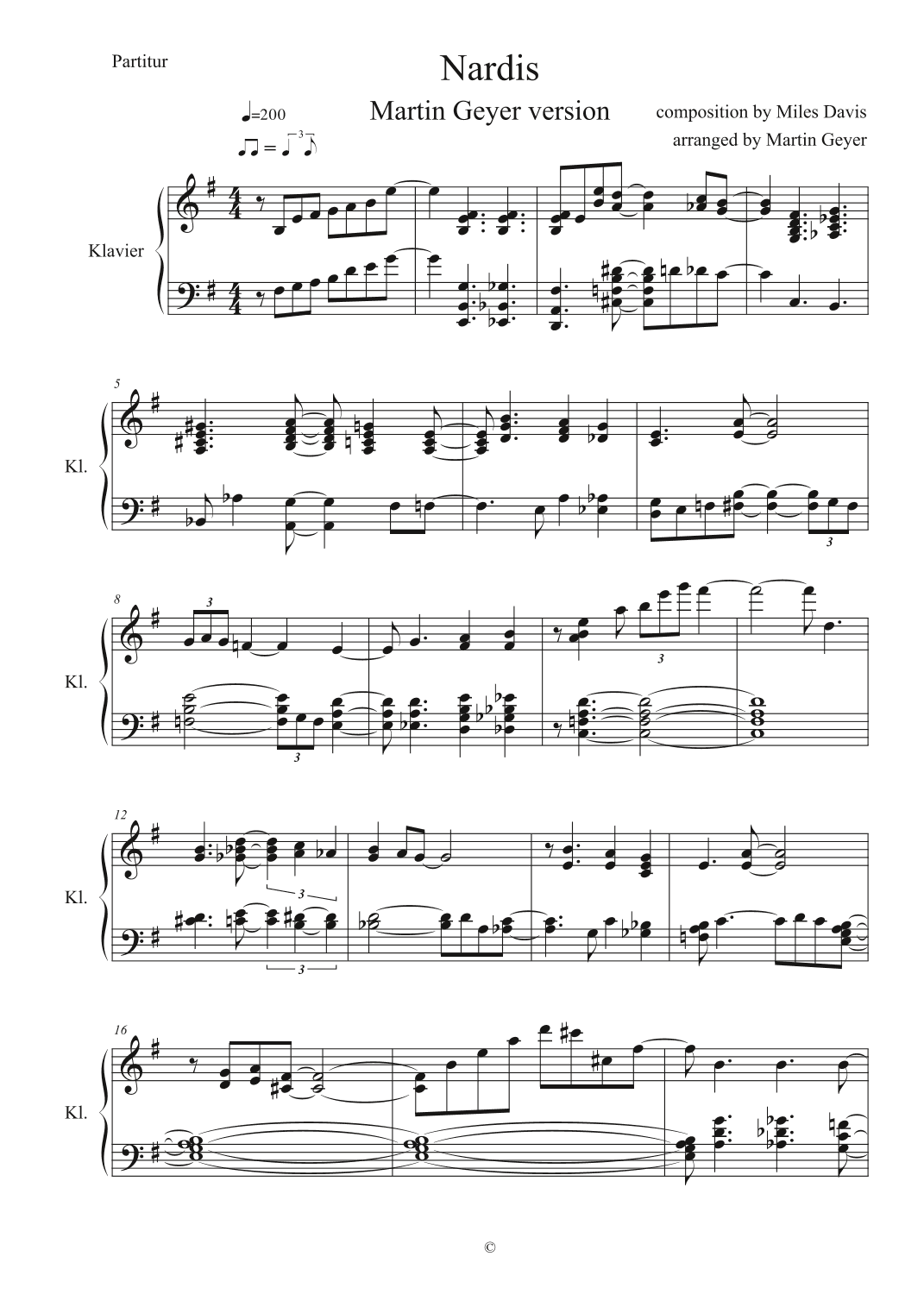 Nardis (Modern Jazz Piano Arrangement) (arr. Martin Geyer)