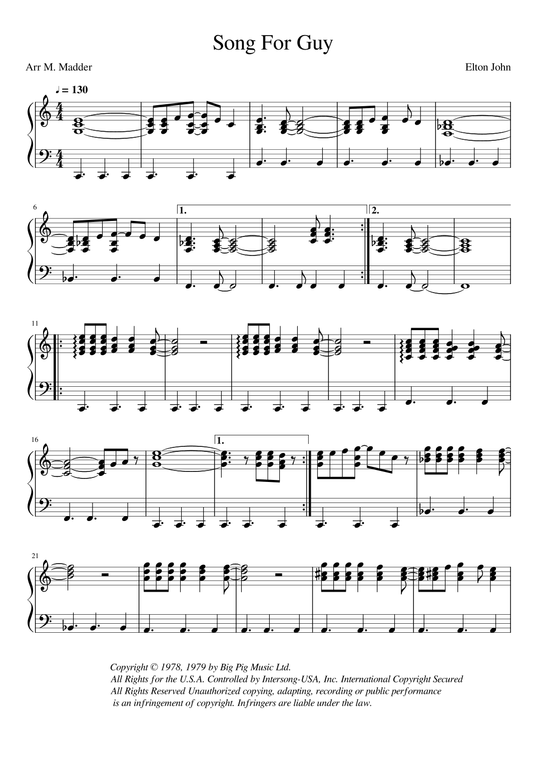 Song For Guy (arr. Michelle Madder)