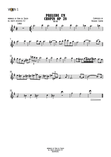 Prelude in Em opus 28 Chopin (arr. De Souza et Music LLP)