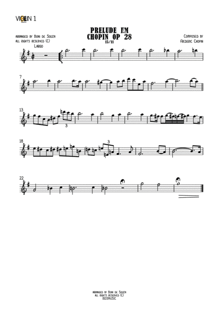 Prelude in Em opus 28 Chopin (arr. De Souza et Music LLP)