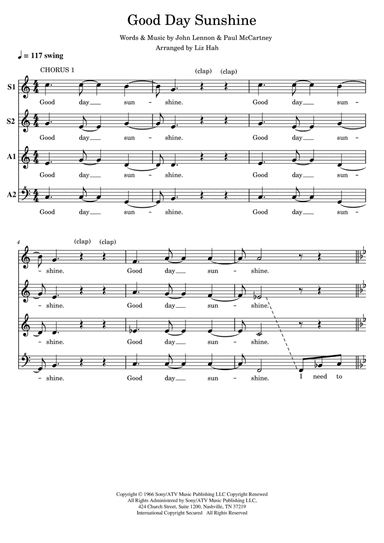 Good Day Sunshine (arr. Liz Hah)