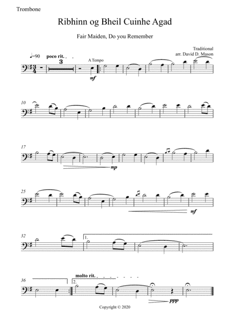 Ribhinn og Bheil Cuinhe Agad (Fair Maiden, do you remember) (arr. David D. Mason)