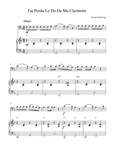 J'ai Perdu Le Do De Ma Clarinette (arr. Kaiserin Rebecca)