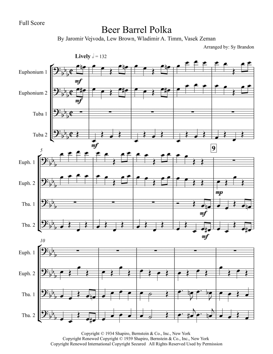 Beer Barrel Polka (roll Out The Barrel) (arr. Sy Brandon)