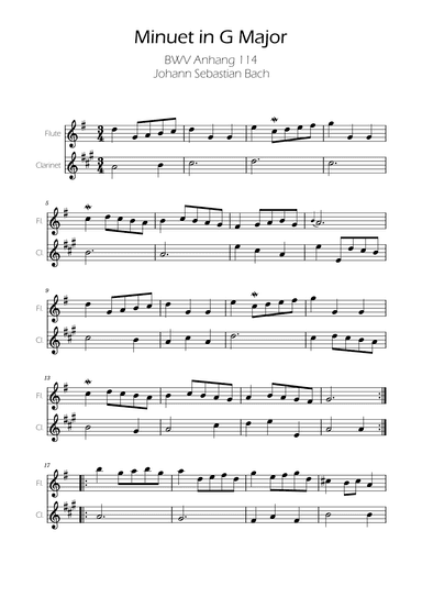 Minuet in G major BWV Anh. 114 - Bach - Flute and Clarinet (arr. Ygor Nunes)