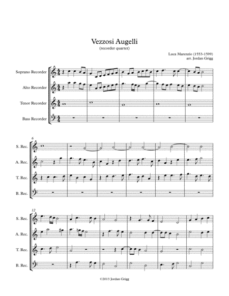 Vezzosi Augelli (recorder quartet) (arr. Jordan Grigg)
