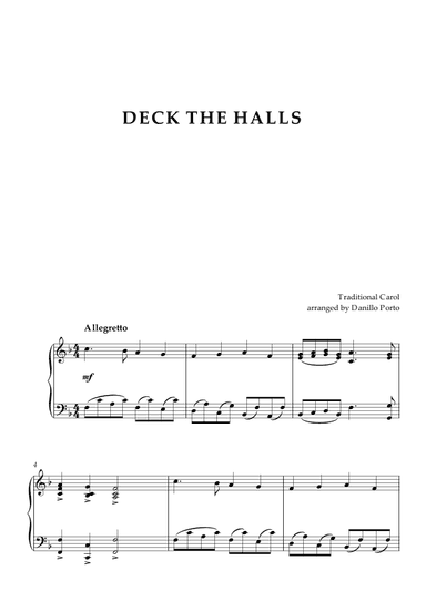 Deck The Halls - Piano Score (arr. Danillo Porto)