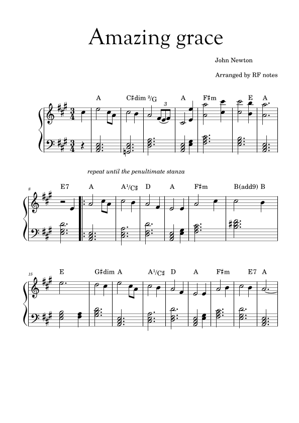 Amazing Grace (arr. RF notes)